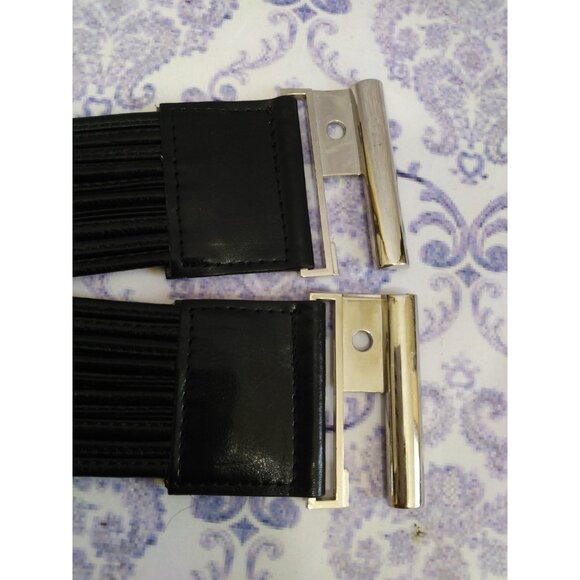 Buffalo David Bitton Wide Stretch Waist Belt Womens Size M Black Faux Leather - Picture 10 of 10